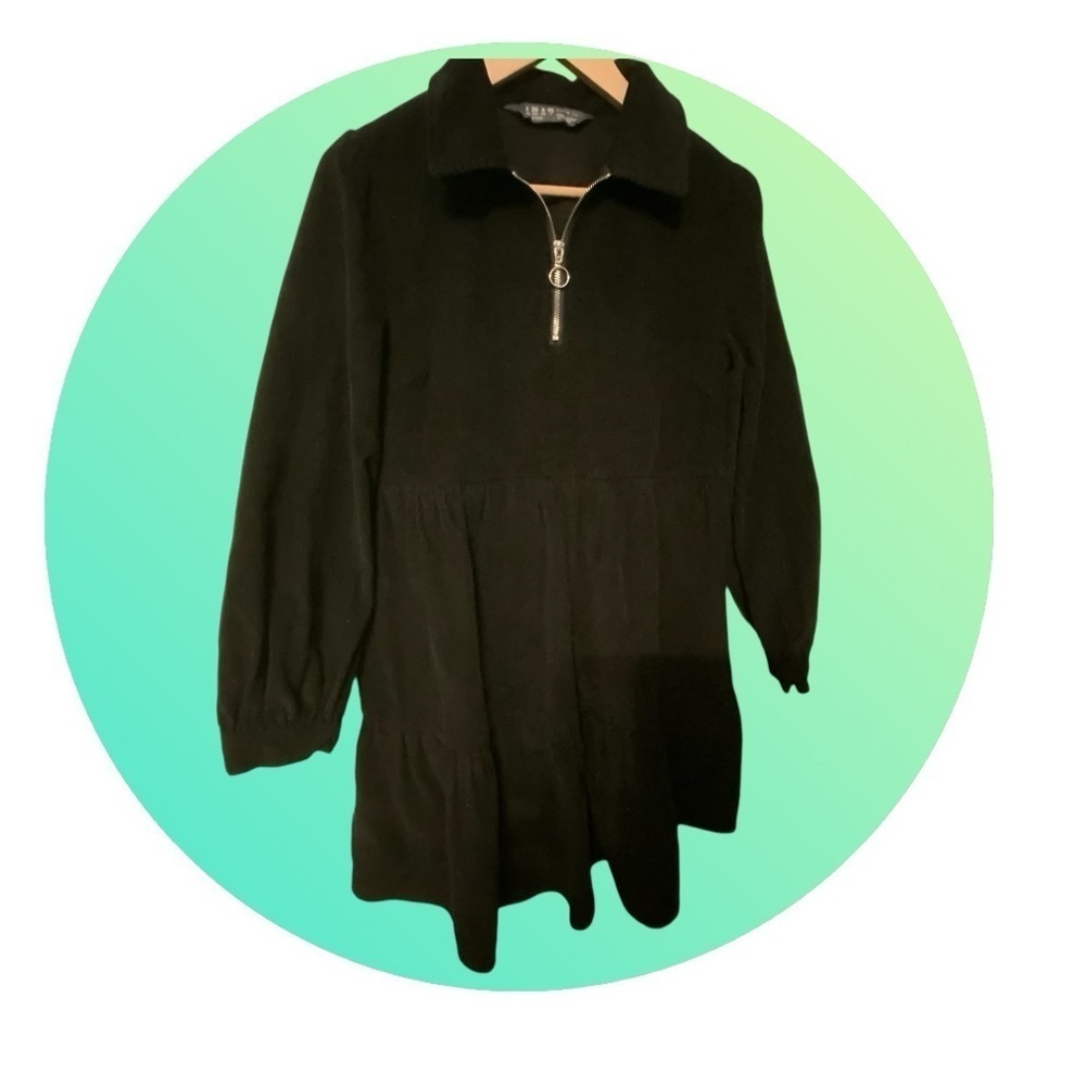Primark Black Corduroy Long Sleeve Mini Dress